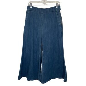 Pilcro Anthropologie Wide Leg Denim Culotte Jeans Blue Side Zip Medium Wash 6P